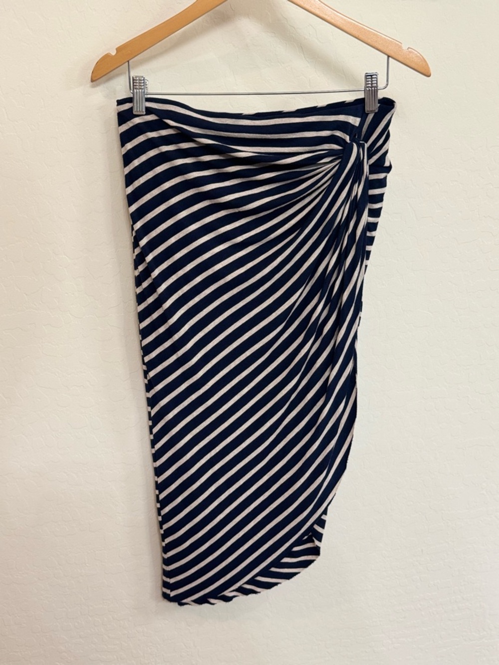 Bailey 44 Striped Twist Asymmetrical Jersey Midi Skirt - Size Medium